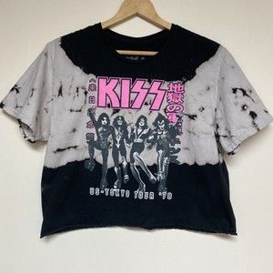 KISS concert Bleached‎ cut off t-shirt 2019 US-Tokyo Tour '78 Sz L womens